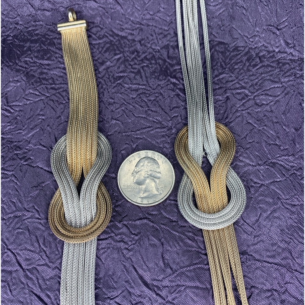 Unique Vintage Bracelet and Necklace Set in Two Tone Sterling Silver - Picture 10 of 14